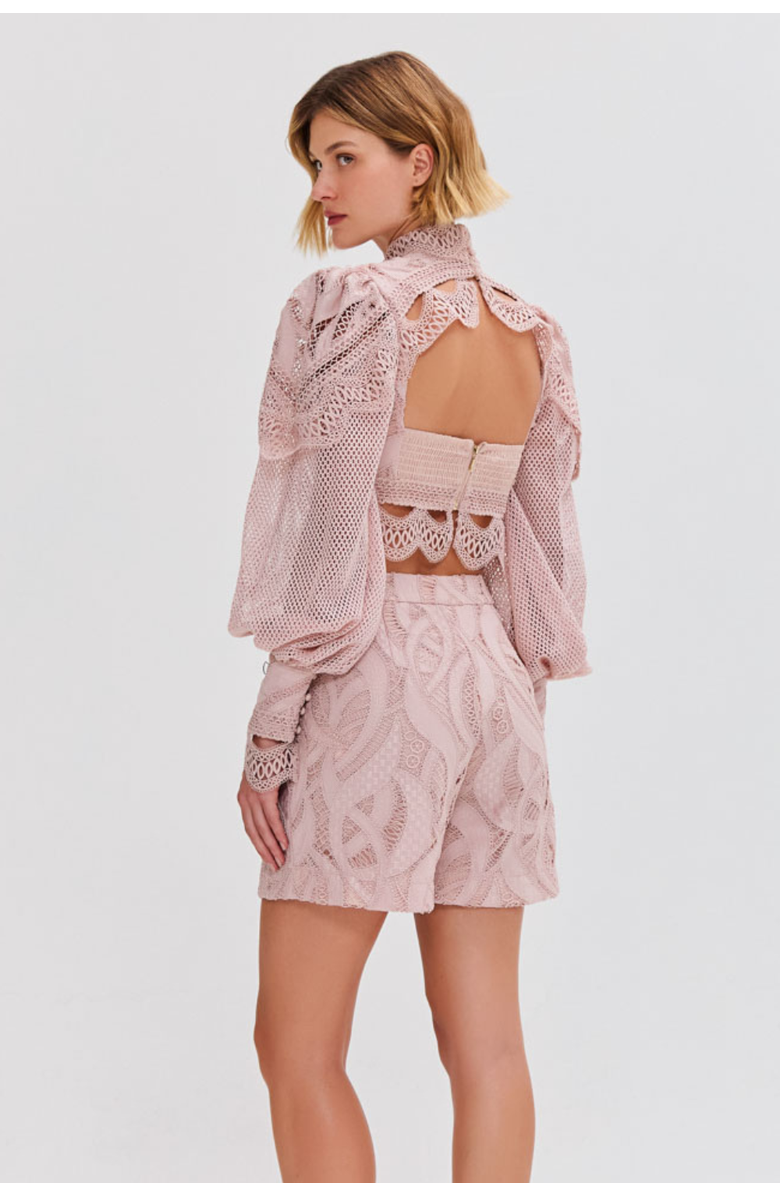 PatBO Aura Lace Short, Alternate, color, Rose