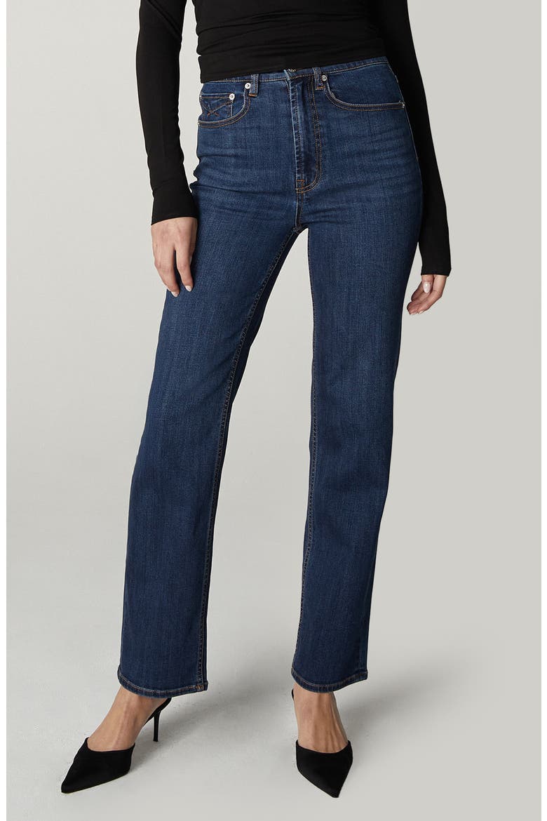 Rae High Waist Straight Leg Jeans, Main, color, DARK BLUE