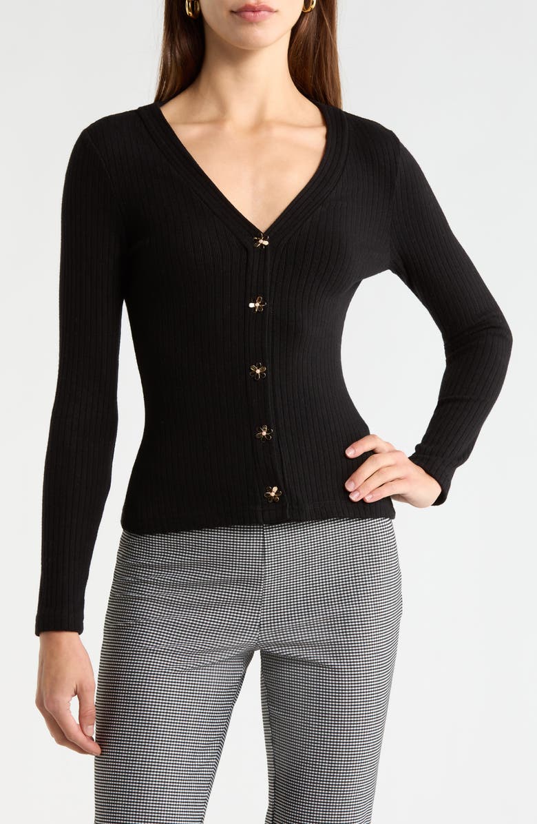 ASTR the Label McKenzie V-Neck Cardigan, Main, color, Black