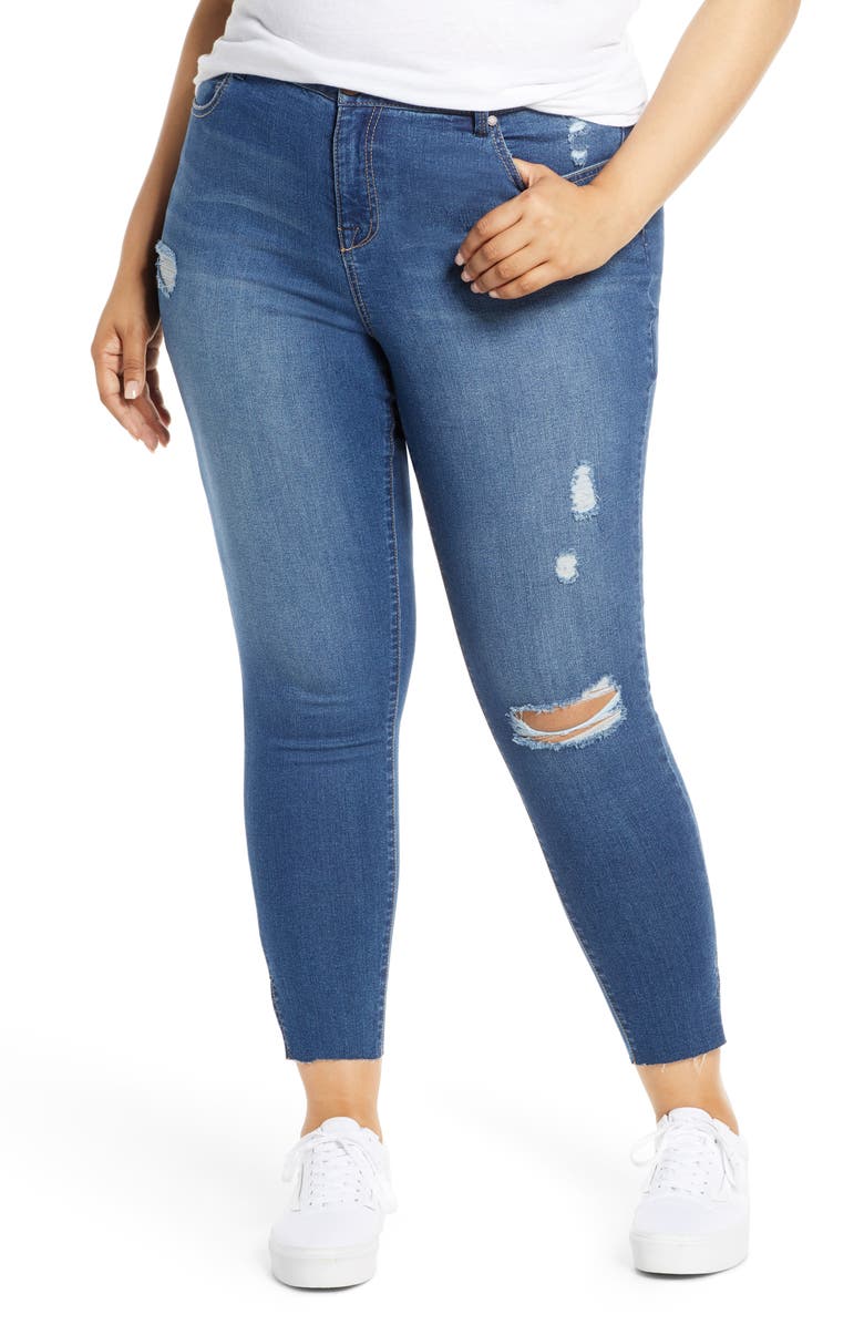 1822 Denim Split Hem Distressed Jeggings, Main, color, 