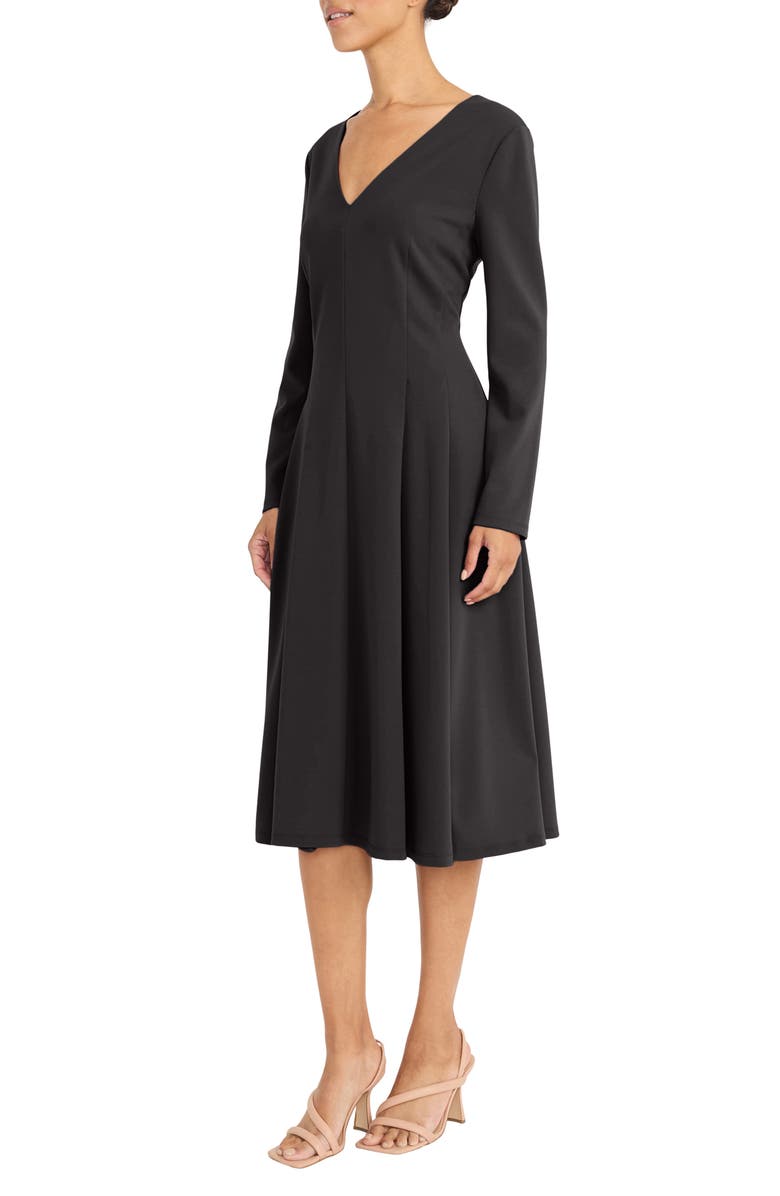 Maggy London Long Sleeve Fit & Flare Midi Dress, Alternate, color, Black