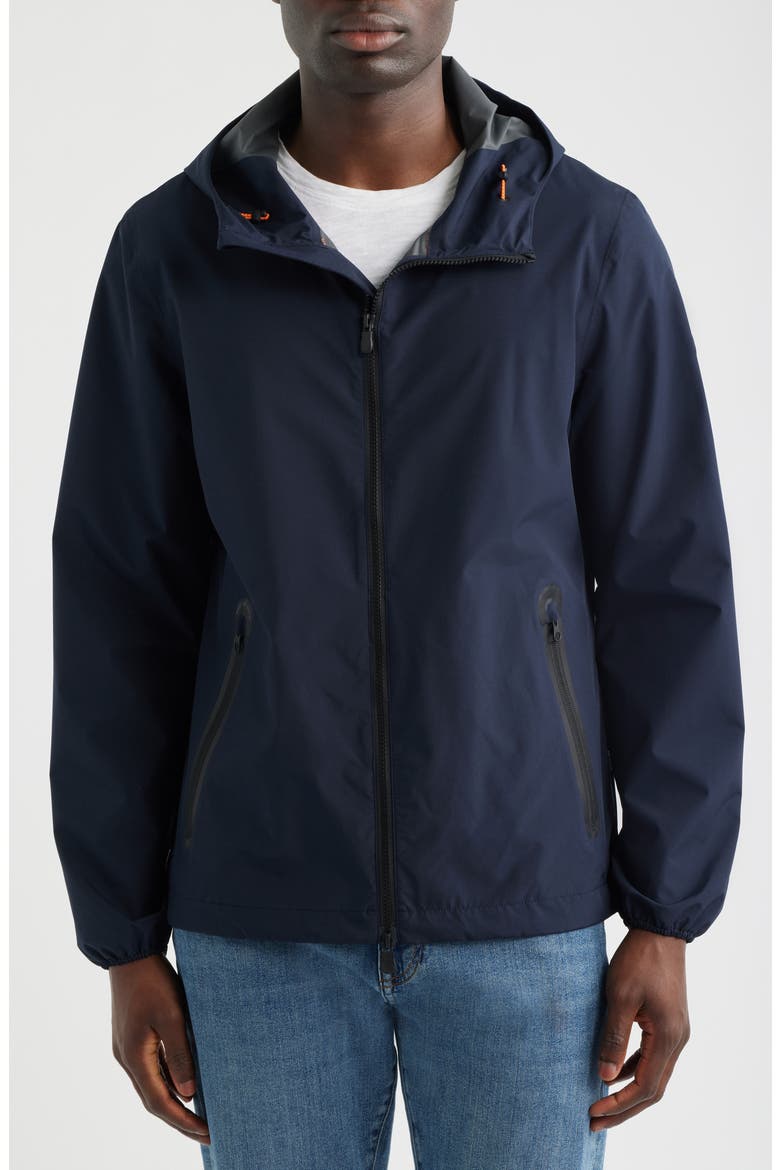 Drop Hooded Rain Jacket, Alternate, color, BLUE BLACK