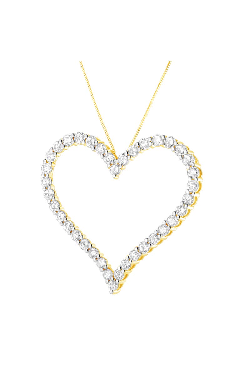 10k Yellow Gold Plated Silver 3.0 cttw Diamond Open Heart Pendant Necklace, Alternate, color, Yellow
