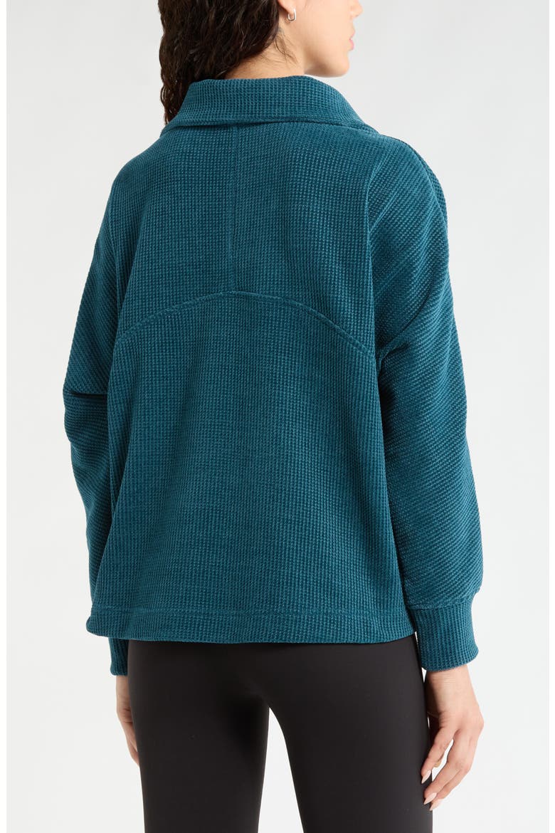 Half Zip Waffle Stitch Sweatshirt, Alternate, color, TEAL SEAGATE MARL