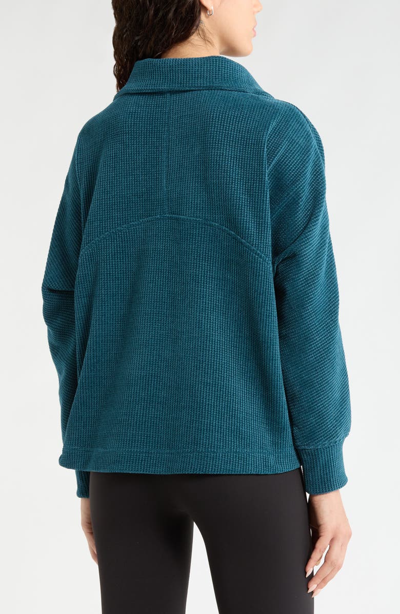 Zella Half Zip Waffle Stitch Sweatshirt, Alternate, color, Teal Seagate Marl