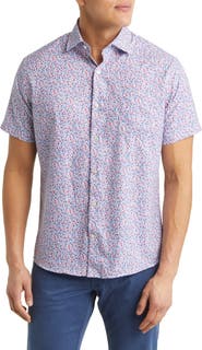 Peter Millar Dazed and Transfused Print Performance Poplin Short Sleeve Button-Up Shirt