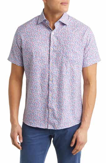Dazed and Transfused Print Performance Poplin Short Sleeve Button-Up Shirt