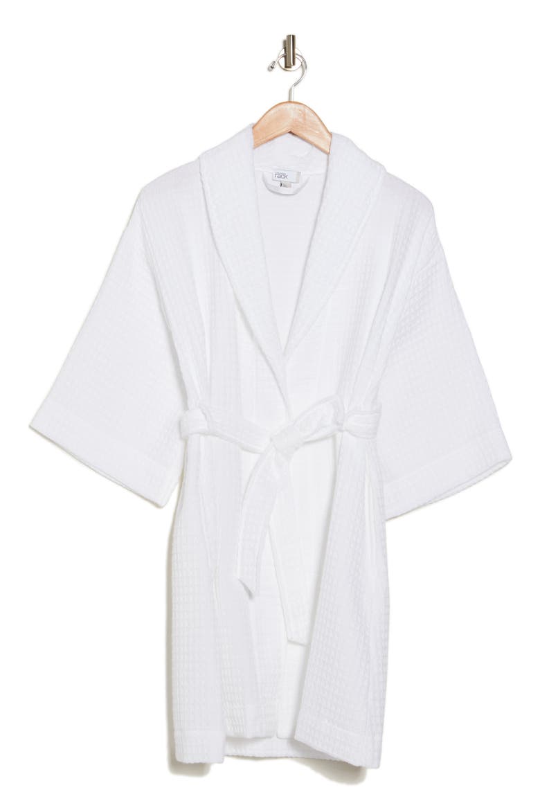 Cotton Waffle Knit Robe, Alternate, color, WHITE