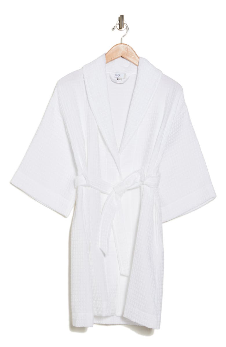 NORDSTROM RACK Cotton Waffle Knit Robe, Alternate, color, White