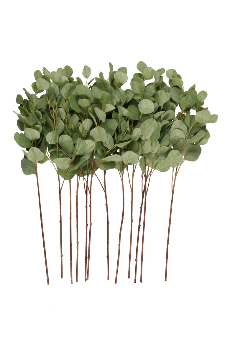 12-Pack Eucalyptus Artificial Stems, Main, color, GREEN