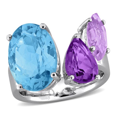 Gemstone Open Cocktail Ring Sterling Silver