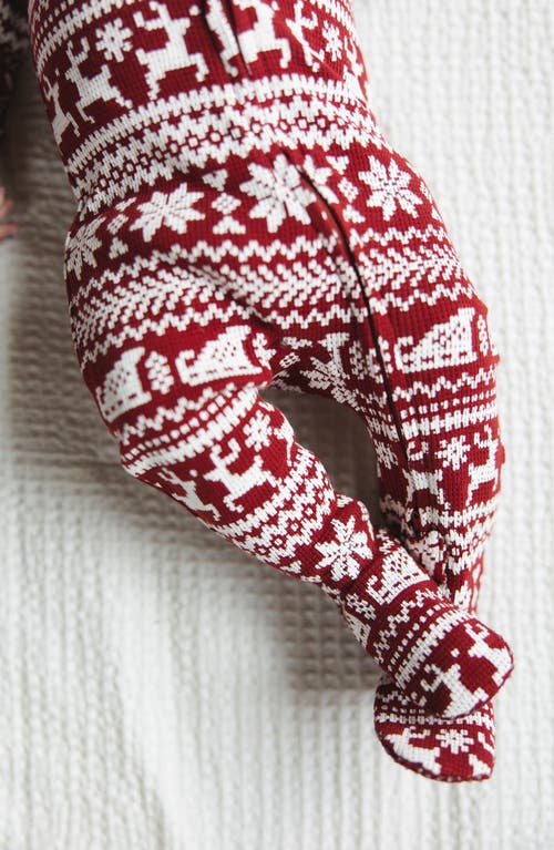 L'ovedbaby Holiday Print Fitted One-piece Organic Cotton Footie Pajamas & Hat Set