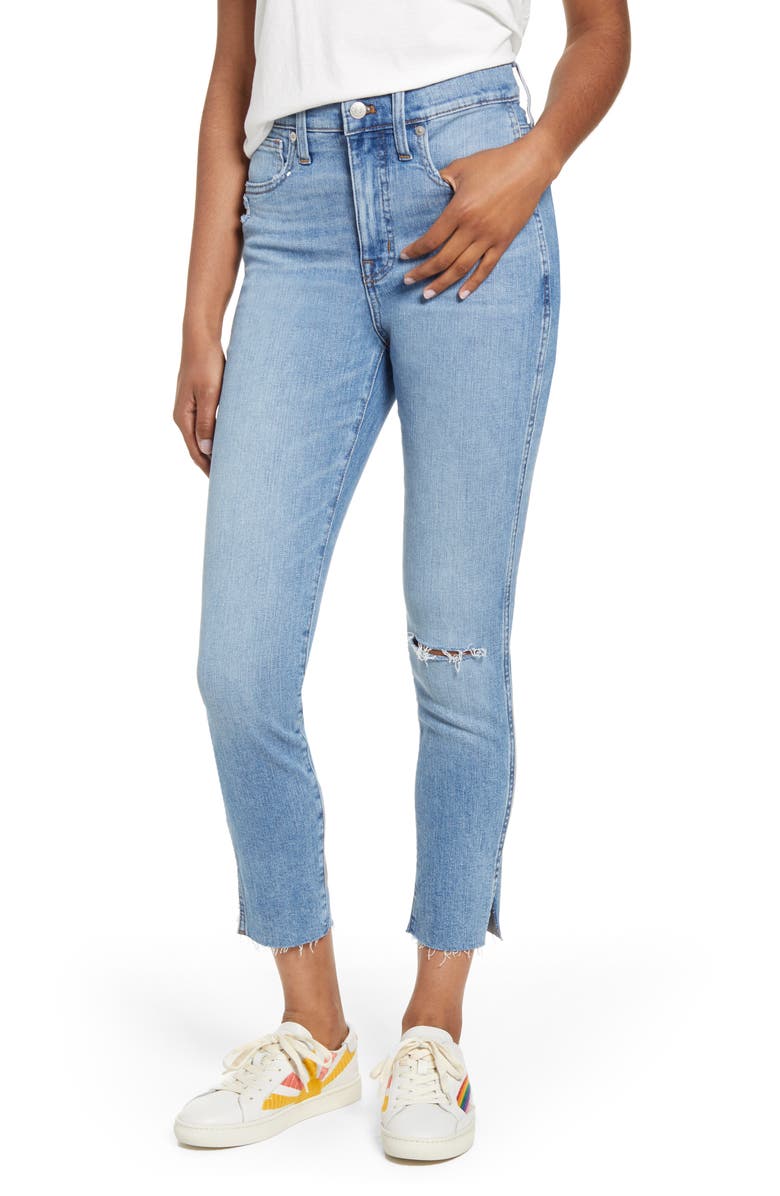 Madewell Ripped 10-Inch High Waist Crop Skinny Jeans, Main, color, 