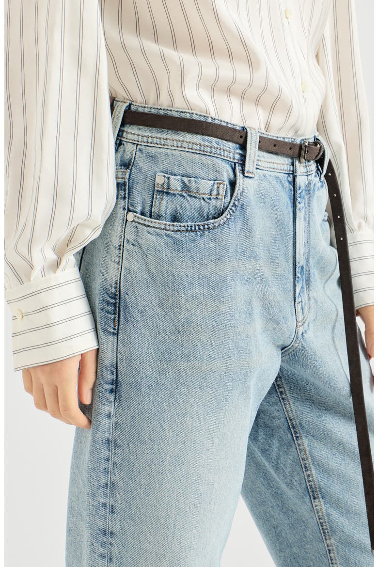 Authentic denim baggy tapered trousers, Alternate, color, Light Denim