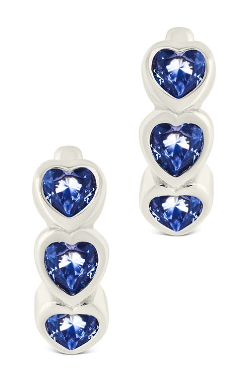Sterling Forever Isobel Cubic Zirconia Hearty Micro Huggie Hoop Earrings In Silver