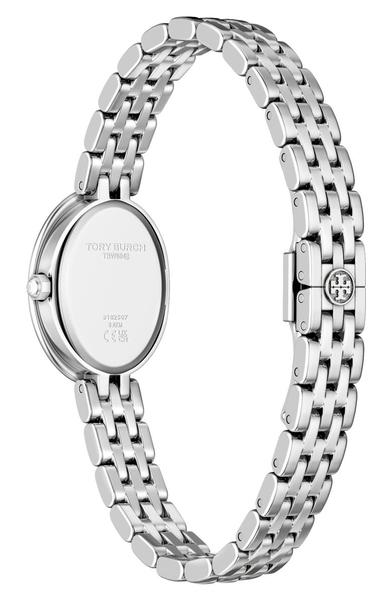 Tory Burch The Oval Mother-of-Pearl Bracelet Watch, 22mm x 28mm, Alternate, color, Silver/ Mint Green