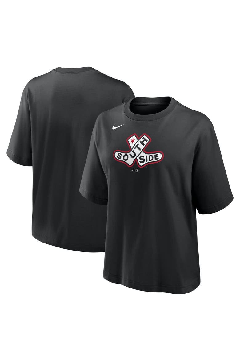 Women's Nike  Black Chicago White Sox 2025 City Connect Logo Boxy T-Shirt, Alternate, color, Black