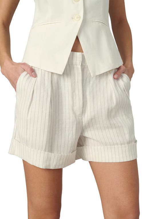 Joe's The Brody Pinstripe Pleated Wide Leg Pants In Cream Linen/black