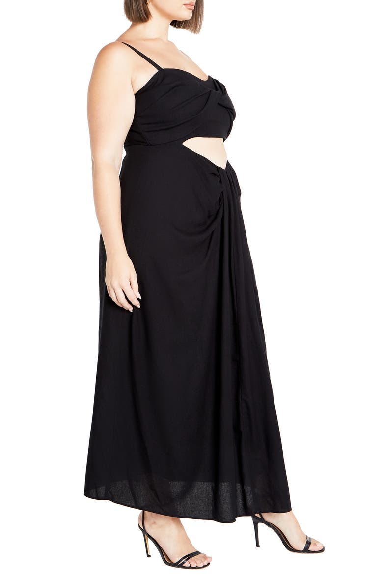 April Cutout Draped Maxi Dress, Alternate, color, BLACK