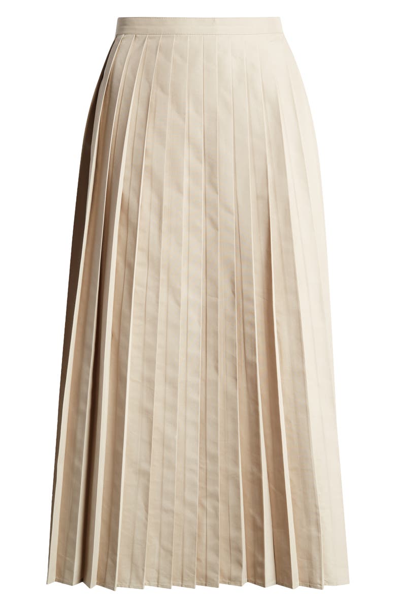 Emporio Armani Pleated Poplin Midi Skirt, Main, color, Solid Medium Beige
