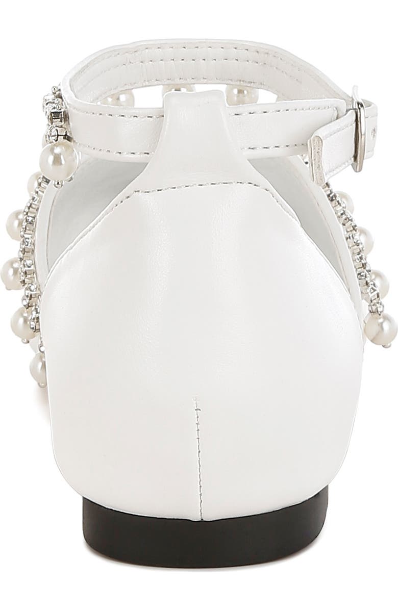 Rag & Co Aouva Rhinestone & Faux Pearl Almond Toe Flat, Alternate, color, White
