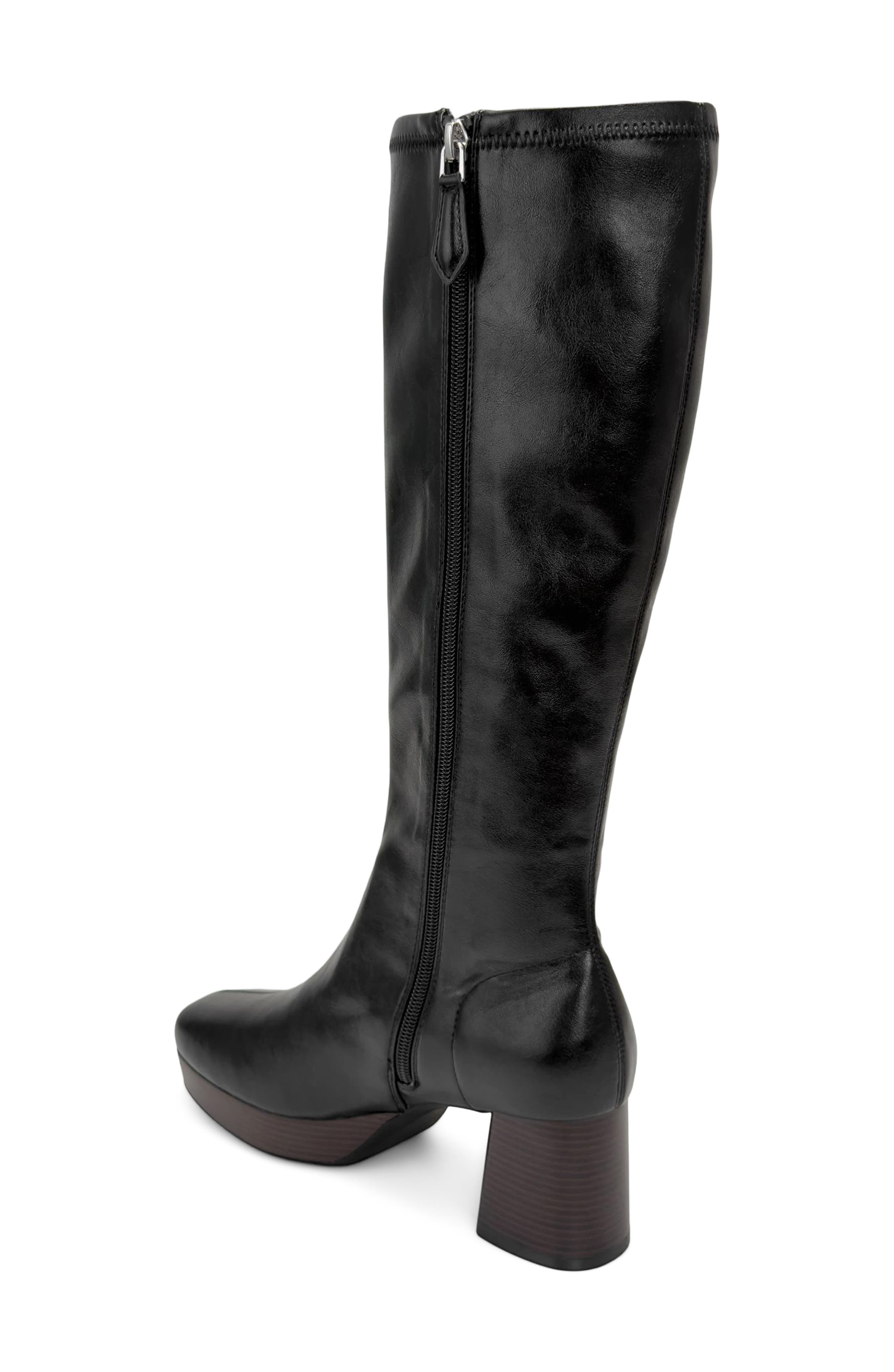 Sasha Faux Leather Platform Tall Boot, Alternate, color, BLACK