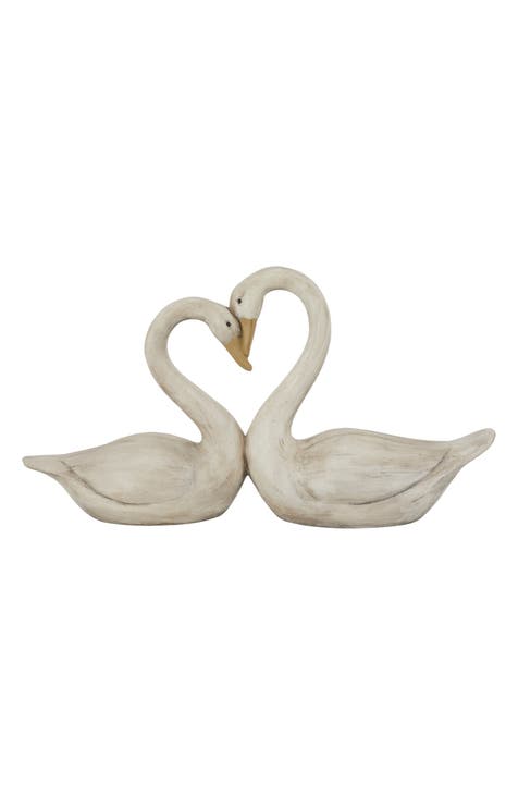 White Magnesium Oxide Indoor & Outdoor Swan Garden Sculpture