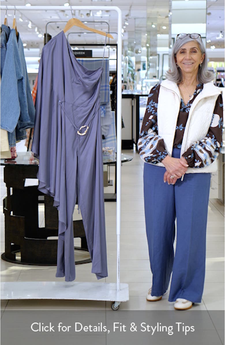 Drapey Asymmetric One-Shoulder Jumpsuit, sales video thumbnail