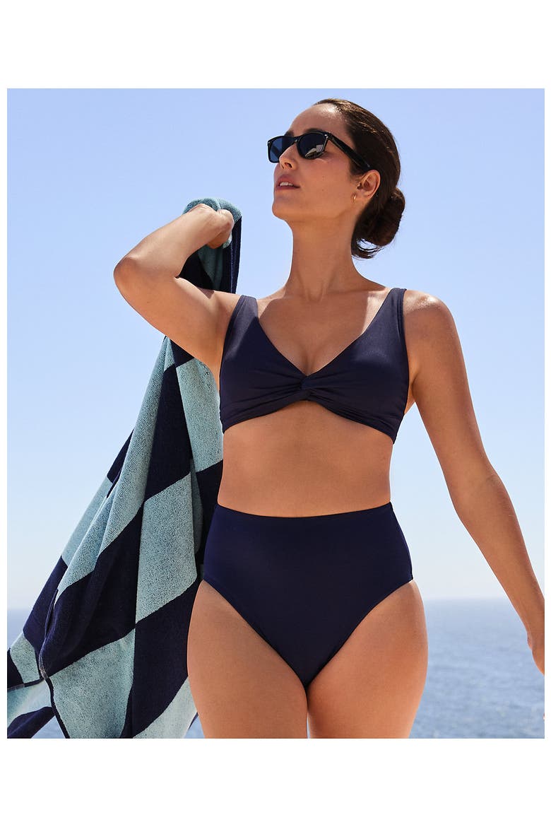 Cheeky High Waisted Bikini Bottoms, Alternate, color, Deep Sea Navy