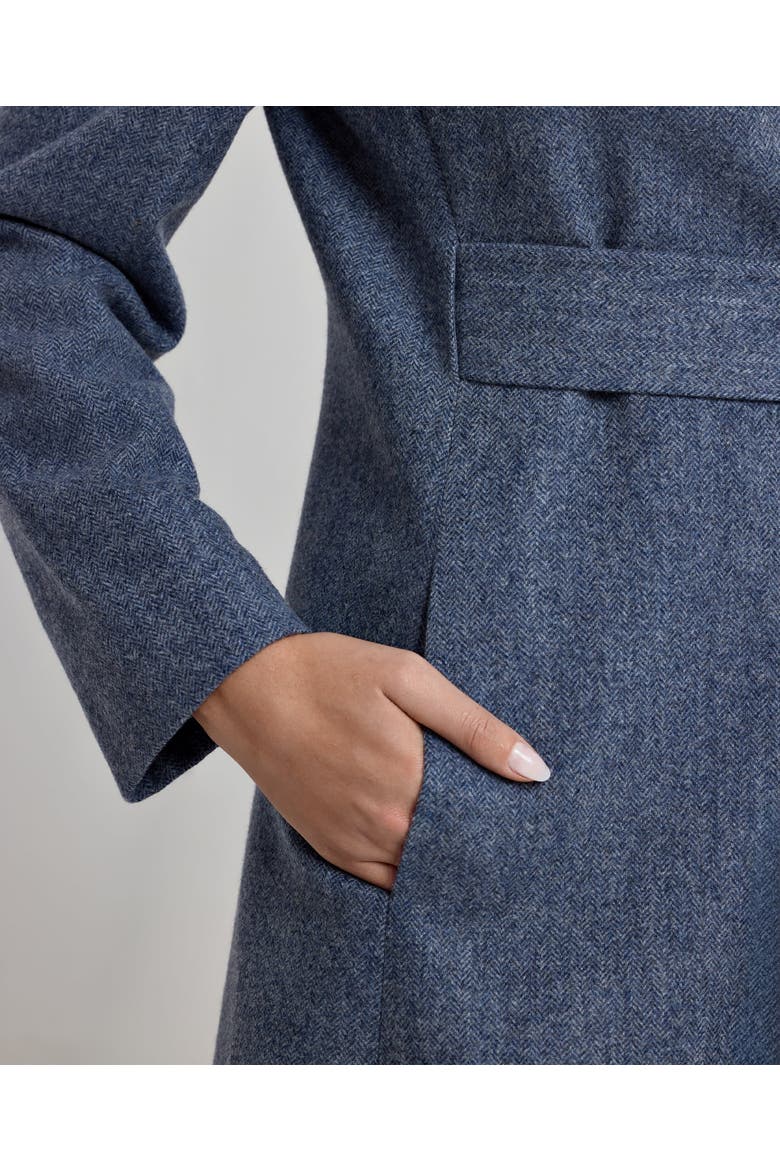 Louise Funnel Herringbone Wool Coat, Alternate, color, Soft Blue