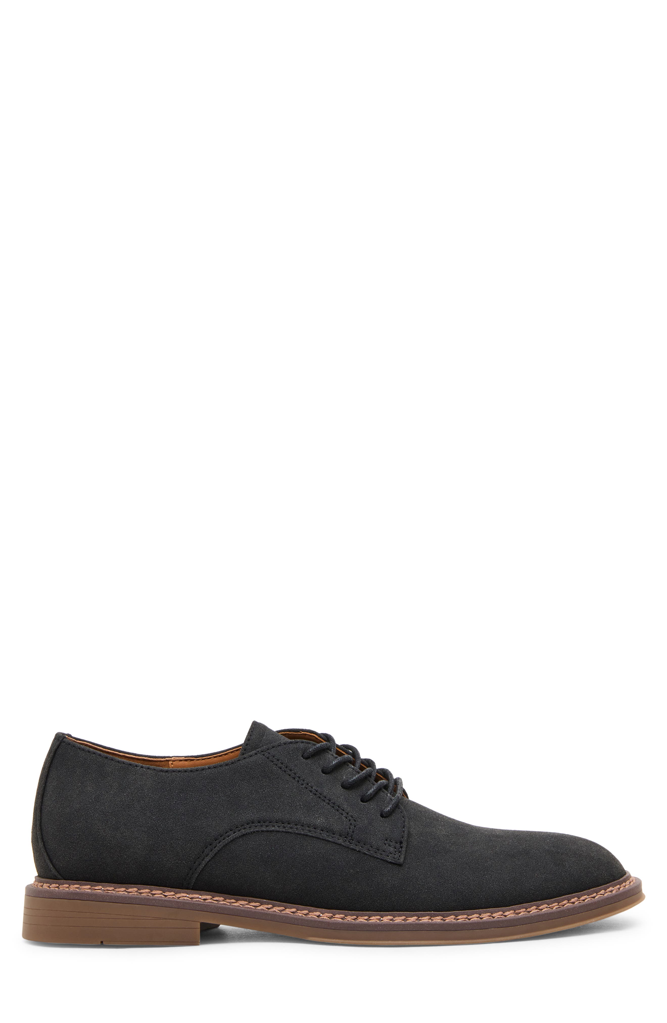 Mantiz Faux Suede Plain Toe Derby, Alternate, color, BLACK SUEDE PU