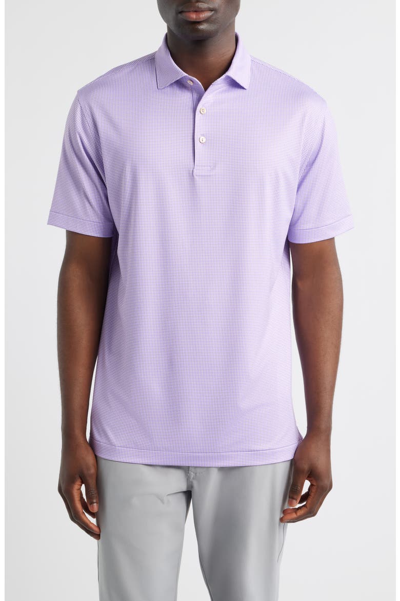 Gingham Check Performance Jersey Polo, Main, color, PURPLE IRIS