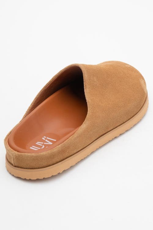Forever & Always Shoes Space Suede Leather Slide Sandal In Brown