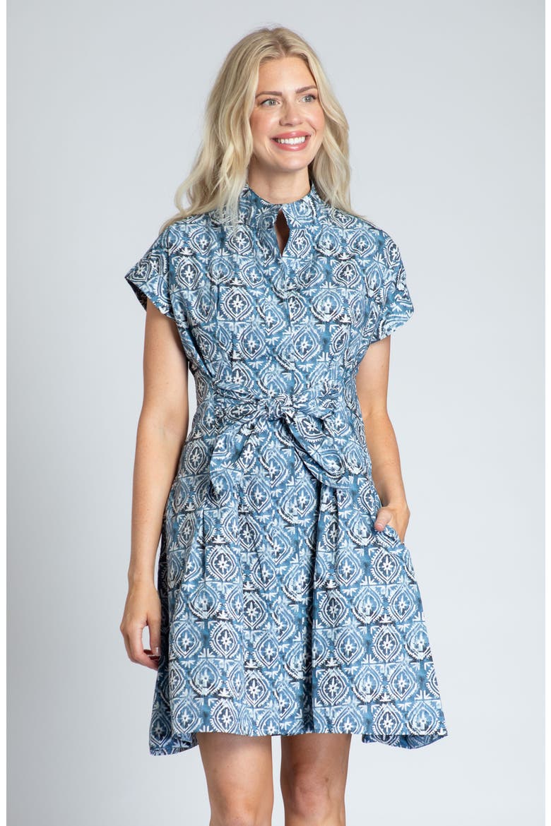 Belted Shirtdress, Alternate, color, BLUE MULTI