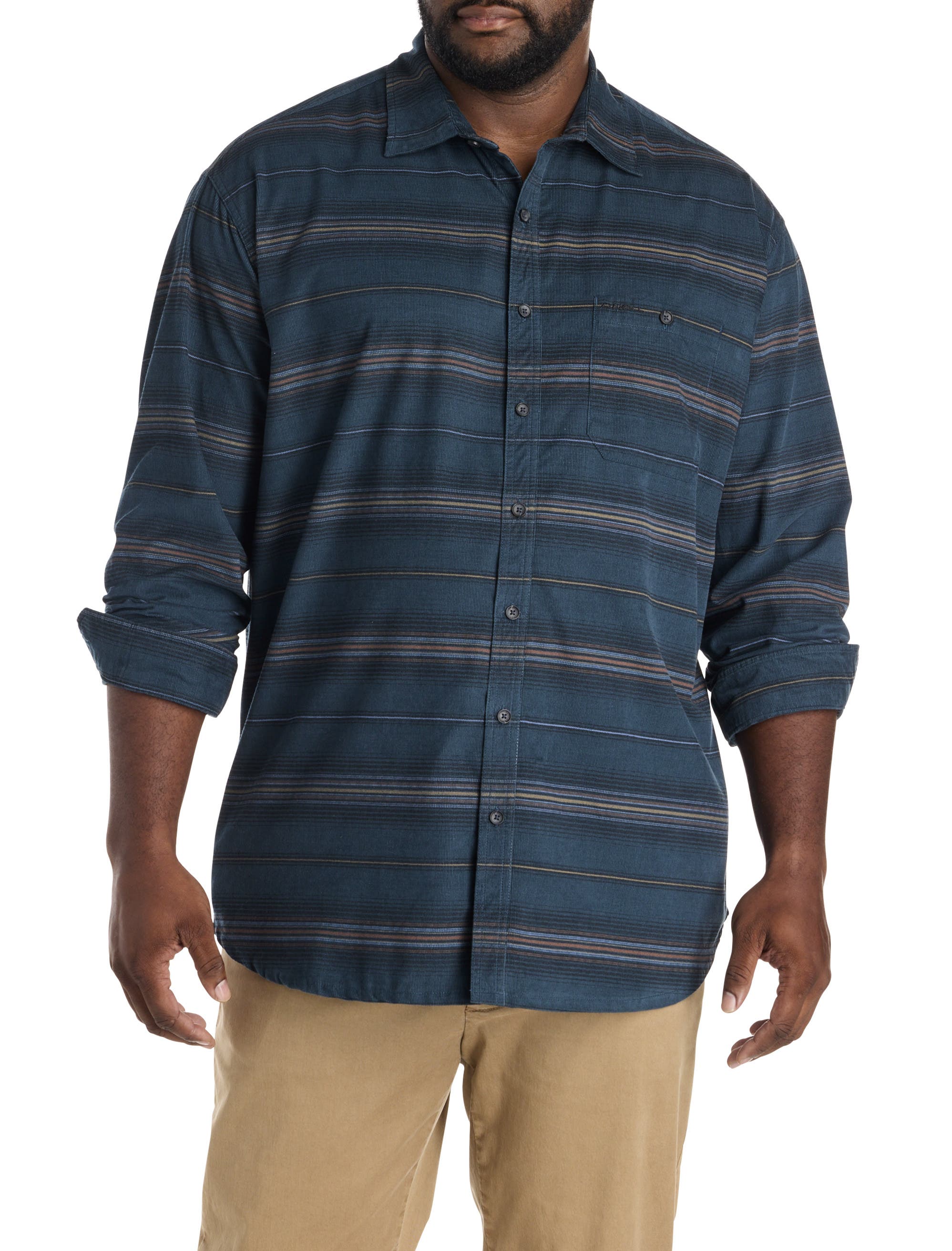 Big & Tall Caruso Striped Cord Shirt