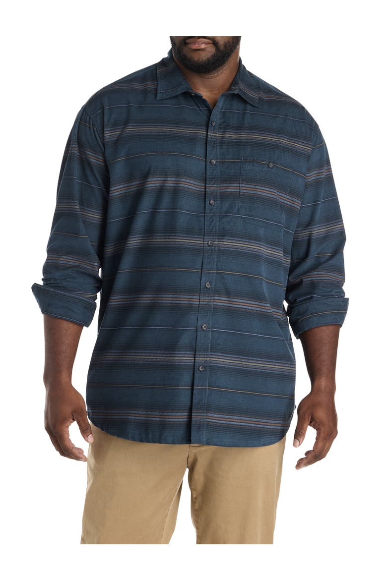 Big & Tall Caruso Striped Cord Shirt, Main, color, MIDNIGHT NAVY