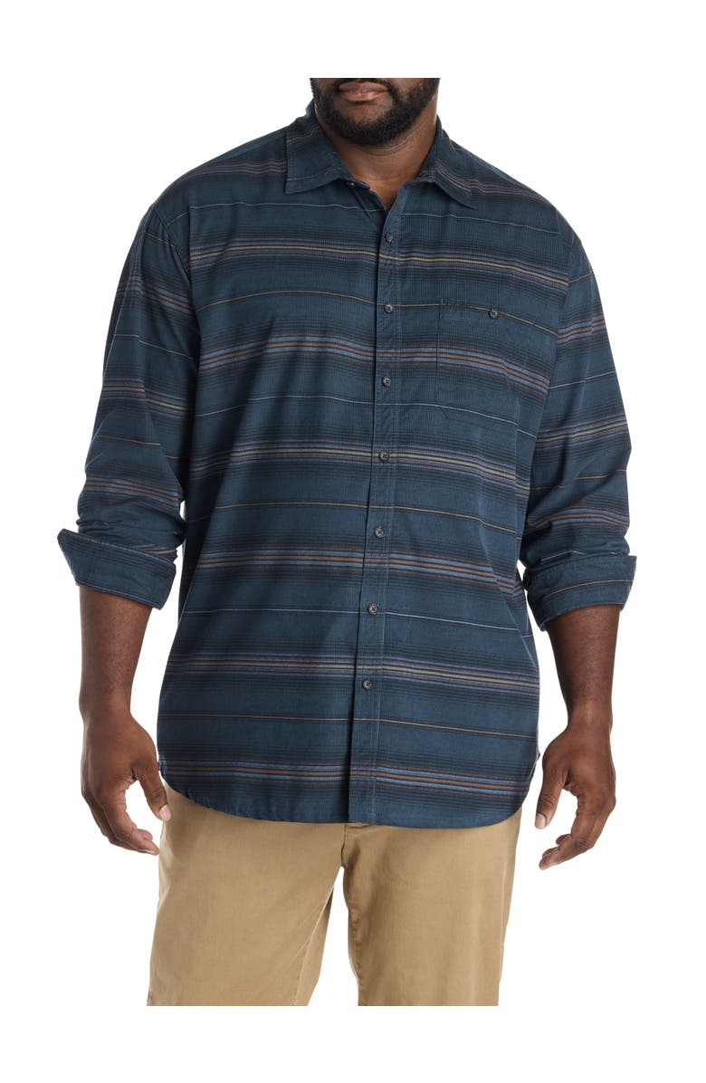 O
Neill Big 
Tall Caruso Striped Cord Shirt, Main, color, Midnight Navy