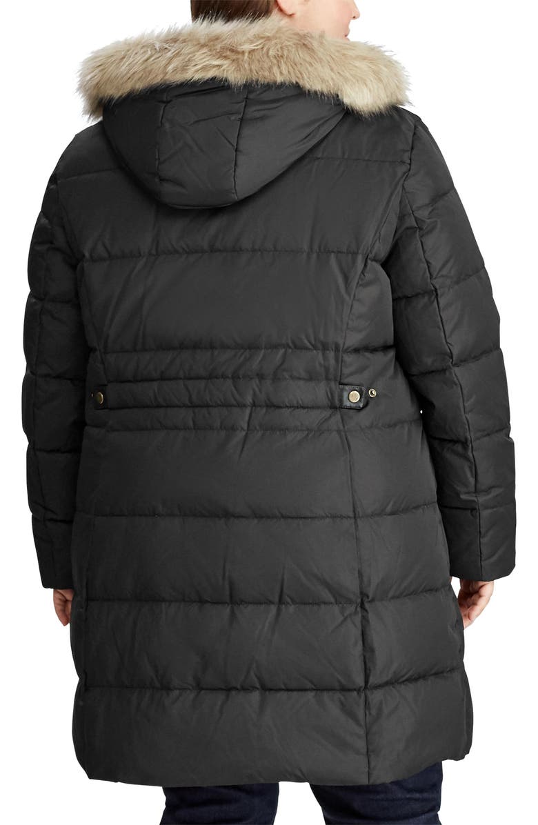 Lauren Ralph Lauren Down Puffer Coat with Removable Faux Fur Trim Hood, Alternate, color, 
