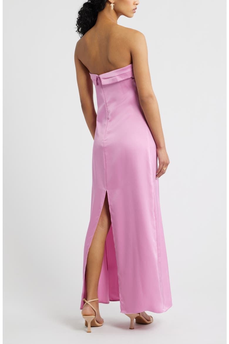 Strapless Satin Gown, Alternate, color, PINK MOONLITE