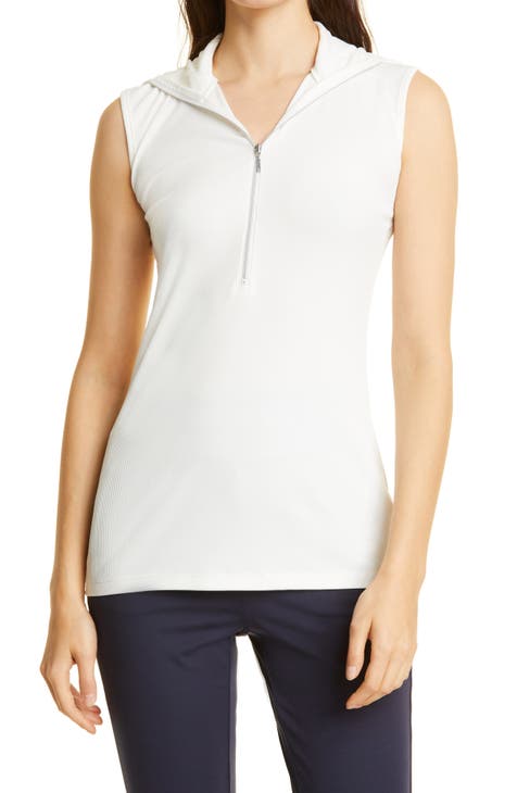 The Arc Half Zip Rib Knit Sleeveless Top