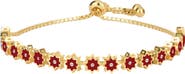 GABI RIELLE 14K Gold Plated Sterling Silver & Enamel Crystal Red Star Pull Cord Bracelet