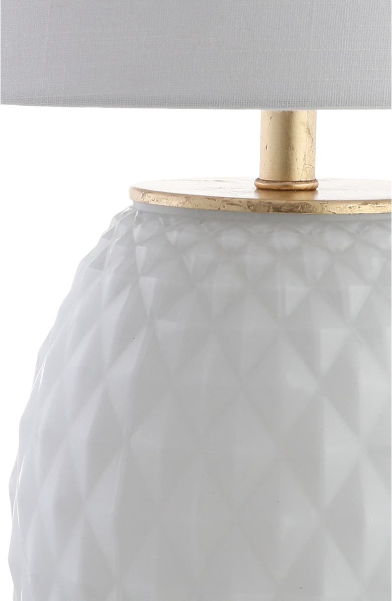 JONATHAN Y Diamond 25.5" LED Glass/Metal Table Lamp, Alternate, color, White/Gold