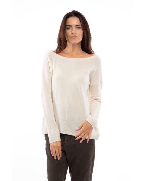 Lightweight Oversized Pure Cashmere Boatneck Sweater