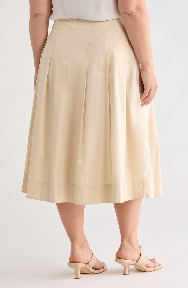 Caslon<sup>®</sup> Stretch Cotton Poplin Midi Skirt, Alternate, color, Beige Burnt