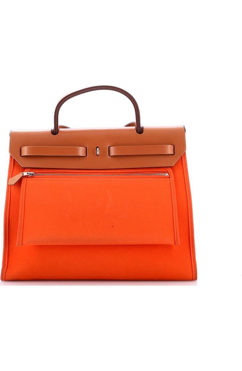 Pre-Owned Hermes Herbag Zip Leather and Toile 31, Alternate, color, Feu