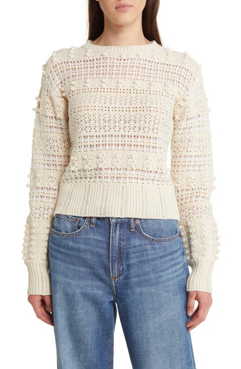 Open Stitch Pom Sweater