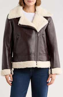 Hudson Jeans Faux Shearling & Faux Leather Moto Jacket