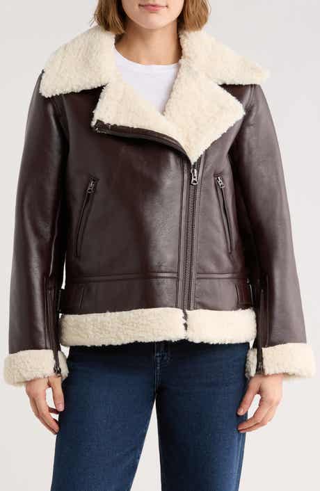 Hudson Jeans Faux Shearling & Faux Leather Moto Jacket