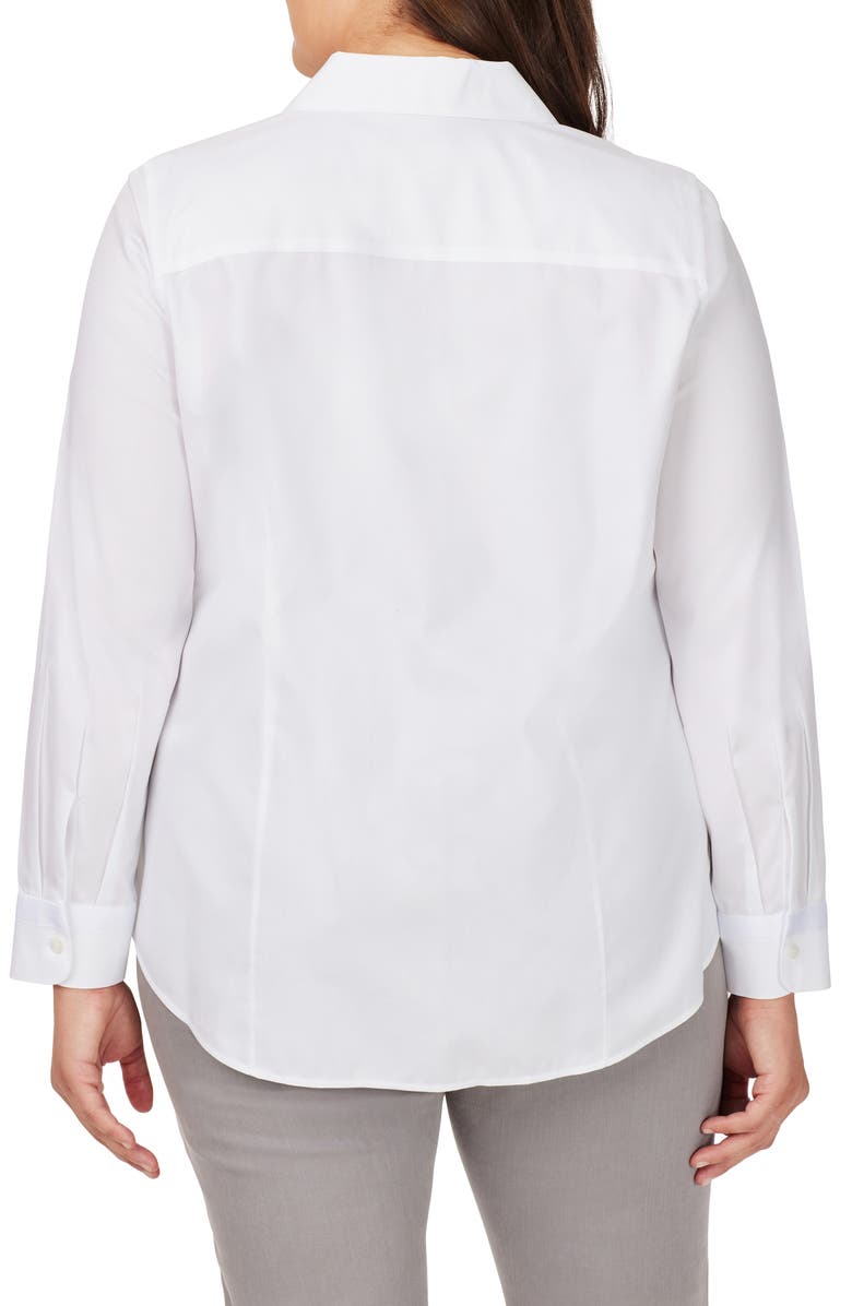 Foxcroft Thea Long Sleeve Cotton Button-Up Shirt, Alternate, color, White