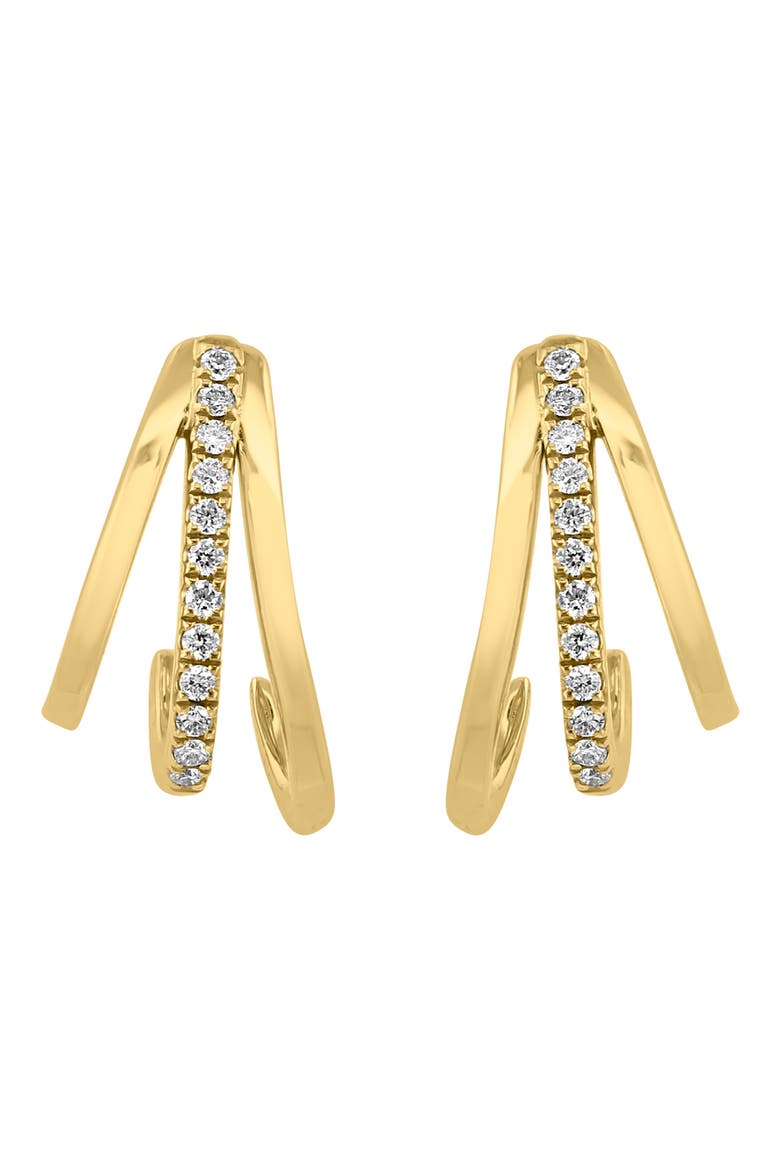 Diamond Triple Link Hoop Earrings, Alternate, color, GOLD